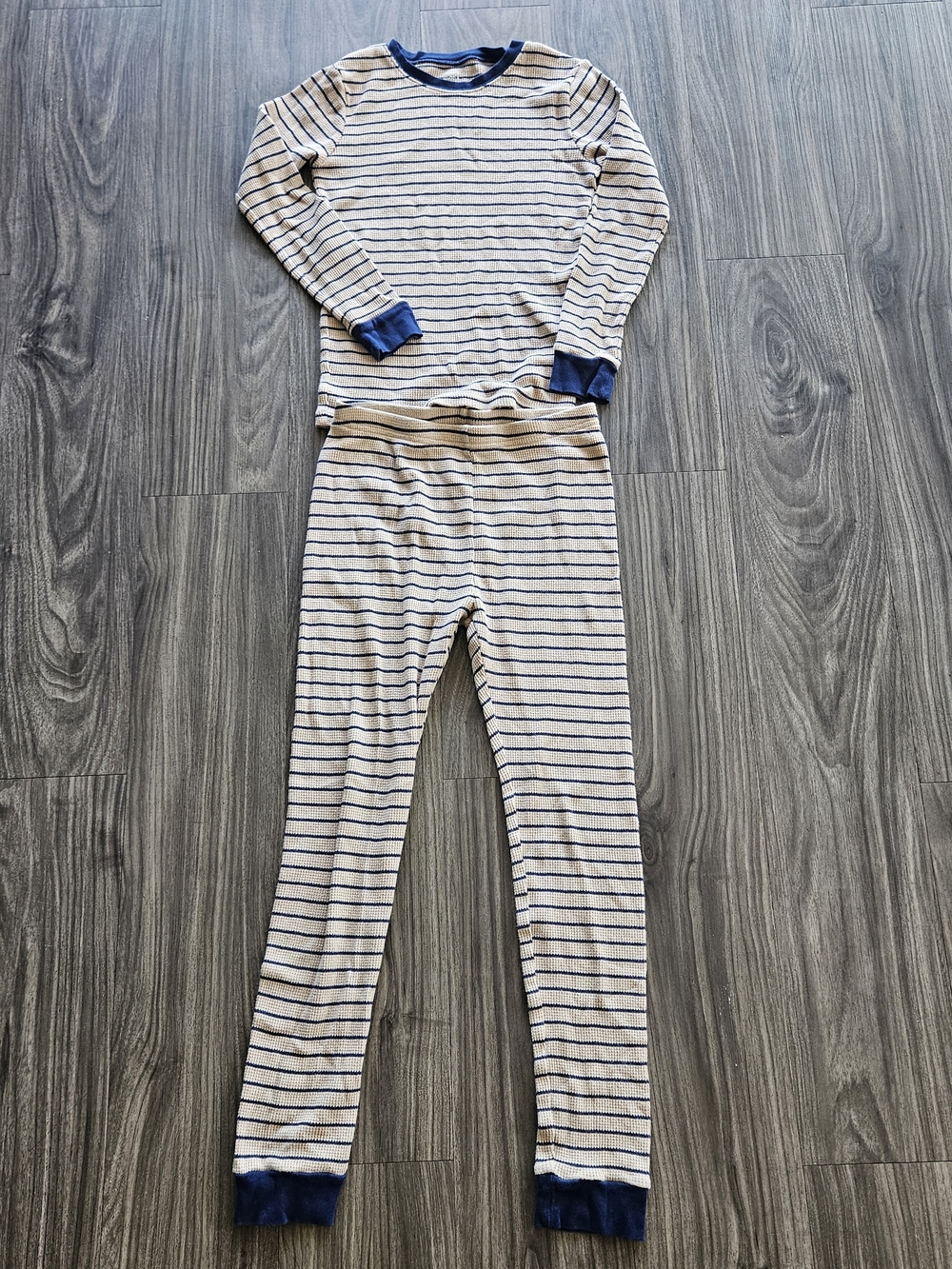 Carter's Long Sleeve Striped Pajama Set - Navy and Tan